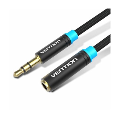 VENTION Audio produžni kabel, pamučni pleteni 3,5mm, 1,5m, crni 