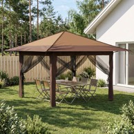 Gazebo s 4 bočne stranice 3,3 x 3,3 m, bež-smeđi