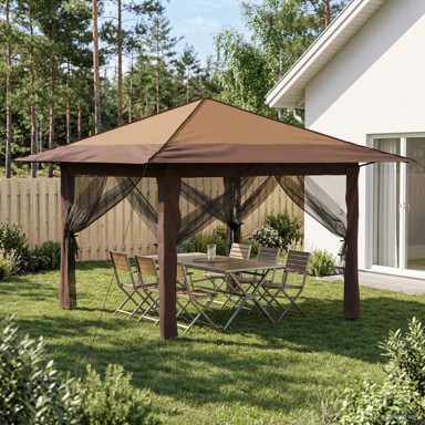 Gazebo s 4 bočne stranice 3,3 x 3,3 m, bež-smeđi