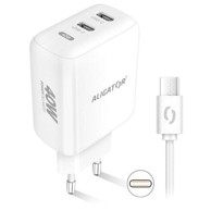 ALIGATOR Mrežni punjač Power Delivery, 40 W, 2x USB-C, kabel USB-C, bijeli
