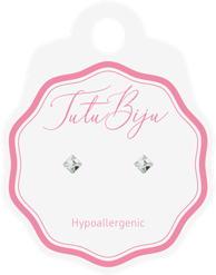 TUTU BIJU Naušnice Square 4.0 mm, crystal, TSQ40C001