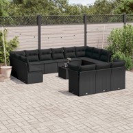 14-dijelni set vrtnih sofa s jastucima poliratan crni