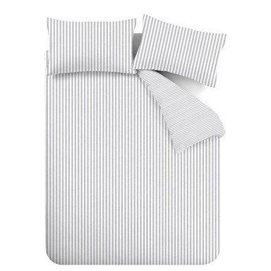 CATHERINE LANSFIELD Posteljina Stripe flanelska za bračni/produženi krevet 230x220 cm siva