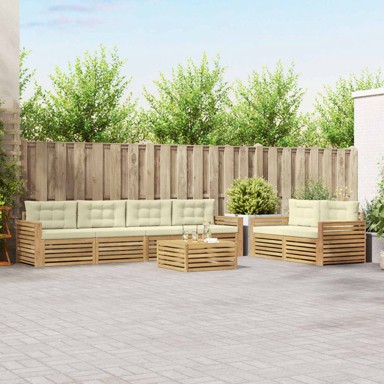 Set vanjskih sofa, 7 kom, čvrsto drvo akacije, bijela i krem
