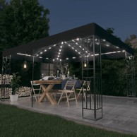 Sjenica s dva krova i LED svjetlosnim trakama 3 x 4 m antracit
