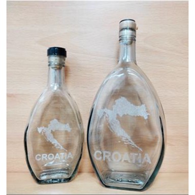 VETRO Staklena boca Pjeskarena Croatia, s čepom, 500 ml, staklo