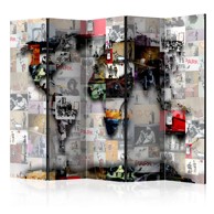 Sobna pregrada u 5 dijelova Room divider – World map – Banksy 225x172