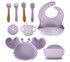 Silikonsko Posuđe za djecu 9 komada, ljubičasto