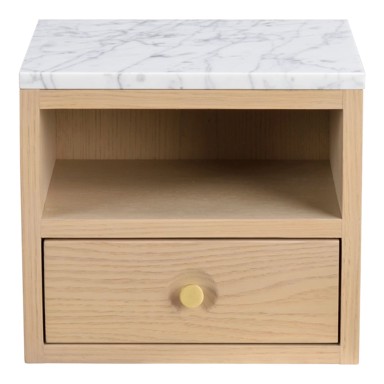 ROWICO Noćni ormarić s pločom stola u mramornom dekoru u prirodnoj boji Whitmore