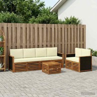 Set vanjskih sofa, 7 kom, čvrsto drvo akacije, prirodno-krem