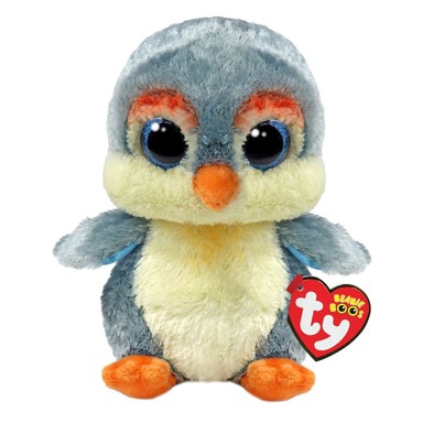 TY Plišana igračka pingvin Fisher, 15 cm, sivi