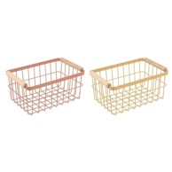 DKD HOME DECOR Višenamjenska košara metal borovina, 30 5 x 20 x 14 5 cm, 2 kom., terakota rumena