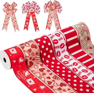 NIKCORP Dekorativna poklon traka, 4,5 m, 6 cm, 6 rola, crvena