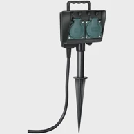 BRENNENSTUHL Produžni kabel, 2 utičnice, vrtni, crni