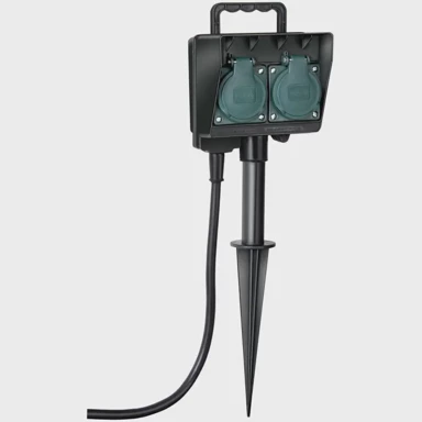 BRENNENSTUHL Produžni kabel, 2 utičnice, vrtni, crni