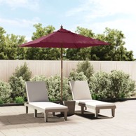 Vrtni suncobran s drvenim stupom 198 x 198 x 231 cm, crvena