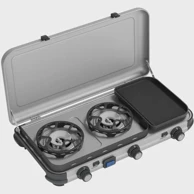 CAMPINGAZ Plinski štednjak Camping Kitchen 2 Multi Cook, 2x1,8 kW + ploča za roštilj 0,9 kW, sivi