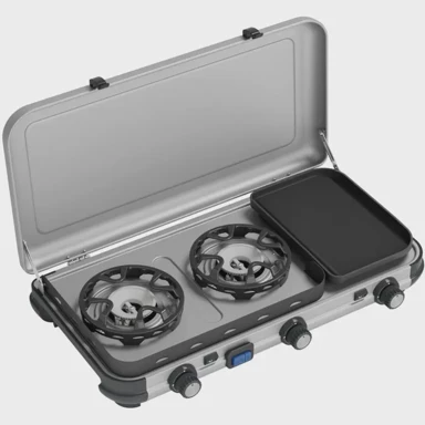 CAMPINGAZ Plinski štednjak Camping Kitchen 2 Multi Cook, 2x1,8 kW + ploča za roštilj 0,9 kW, sivi