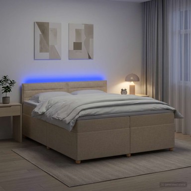 Boxspring krevet s madracem 200 x 200 cm, tkanina, krem