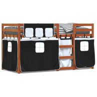 Krevet na kat sa zavjesama bijelo-crni 90 x 190 cm od borovine