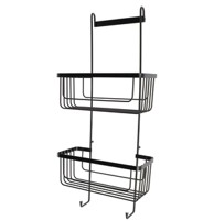 TENDANCE Dvostruka košarica za tuš s 2 kukice 25,2x12,5x60 cm, crna