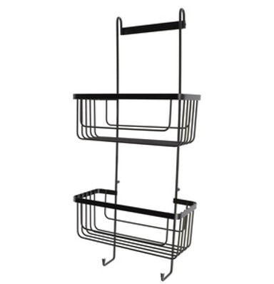 TENDANCE Dvostruka košarica za tuš s 2 kukice 25,2x12,5x60 cm, crna