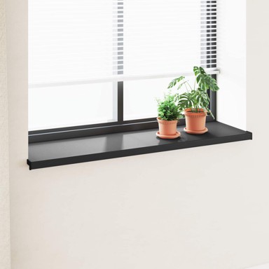 Prozorska klupčica, crna s drvenim uzorkom, 140 x 40 x 4.5 cm, PVC