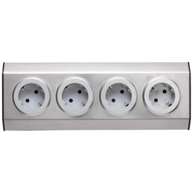 HOME Strujni razdjeljnik sa 4 utičnice, INOX - KNV 04