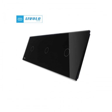 LIVOLO 3 tipke, 1 stakleni panel, crni