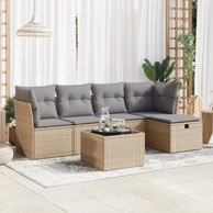 6-dijelni set vrtnih sofa s jastucima bež od poliratana