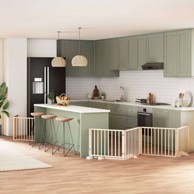 Vrata za pse s vratašcima 10 panela sklopiva 800 cm drvo topole 80 x 60 x 2 cm, prirodna