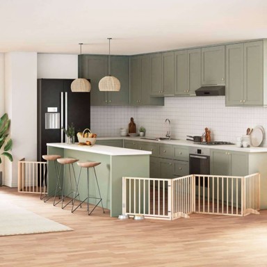 Vrata za pse s vratašcima 10 panela sklopiva 800 cm drvo topole 80 x 60 x 2 cm, prirodna