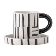 BLOOMINGVILLE Crno-bijela šalica od kamenine 300 ml Frankie 