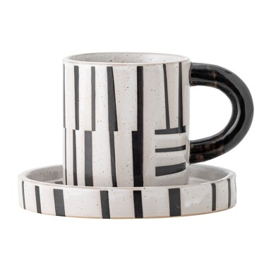 BLOOMINGVILLE Crno-bijela šalica od kamenine 300 ml Frankie