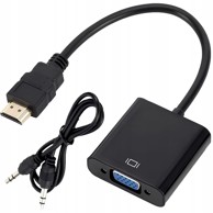 APTEL Adapter HDMI na VGA D-Sub, puni HD, 15 cm, crni
