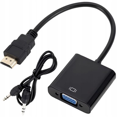APTEL Adapter HDMI na VGA D-Sub, puni HD, 15 cm, crni