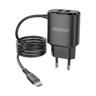 DUDAO Punjač A2Pro, 2×USB, 12W, s Micro USB kabelom, crni