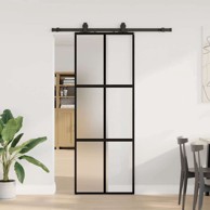 Klizna vrata s priborom od kaljenog stakla mat 76x205 cm crna