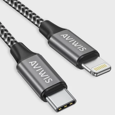 GOOBAY Lightning kabel 49269, tekstilni, 2m, siva/srebrna