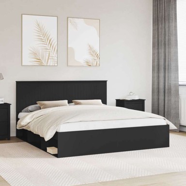 Okvir za krevet 180 x 200 cm čvrsto borovo drvo, crni