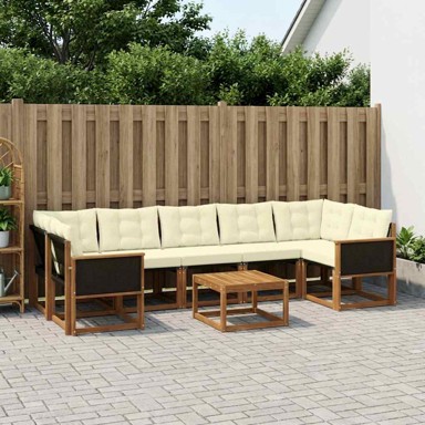 Set vanjskih sofa, 8-dijelni, s jastucima, prirodni i krem