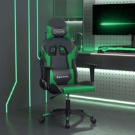 Masažna gaming stolica, umjetna koža, crna i zelena, bez naslona za noge, 1 komad
