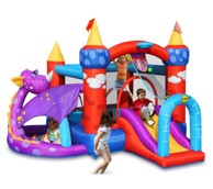 HAPPY HOP Dvorac na napuhavanje Kuća za zabavu s toboganom, višebojni