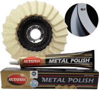 Set za naplatke, filcani disk za poliranje 125 mm s preklopom, Autosol pasta
