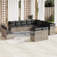 13-dijelni set vrtnih sofa poliratan s jastucima svijetlosivi