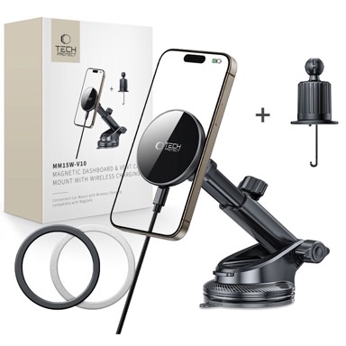 TECH-PROTECT Teleskopski auto stalak s bežičnim punjenjem V10, 15W, za kontrolnu ploču, vjetrobransko staklo i ventilaciju