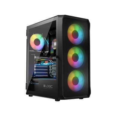 LOGIC Kućište PORTOS ARGB, mid tower, ATX, kaljeno staklo, crno