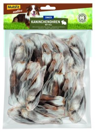 MULTIFIT Poslastica za pse Native, zečje uši s krznom, 100 g