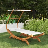 Vrtni ležaj s nadstrešnicom 100 x 198 x 150 cm smrekovina krem