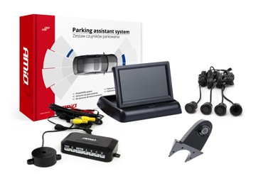 AMIO Parking senzori, 4 kom, crni, 18 mm, TFT02 4,3'' zaslon, buzzer, HD-502-IR kamera za rikverc